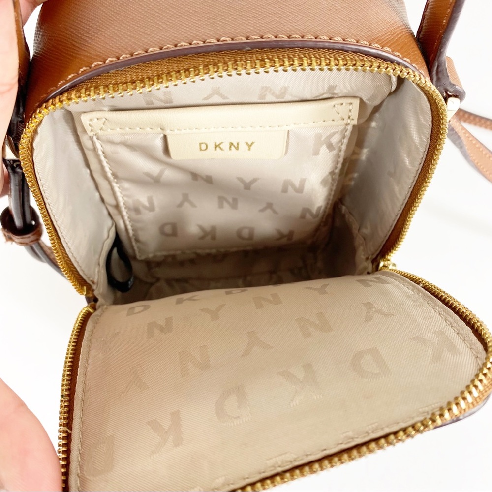 DKNY Mini Top Handle Crossbody in Signature Canvas Tan - Picture 5 of 12
